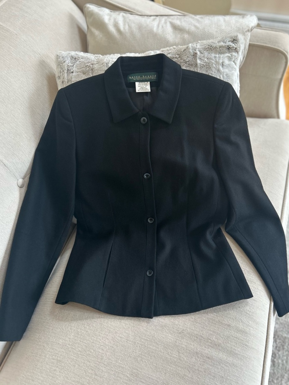Harve Benard Black Fitted Button-Front Blazer